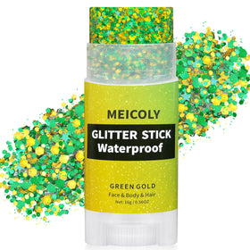 MEICOLY front packaging showing yellow and green Brazil glitter stick, great for fan looks