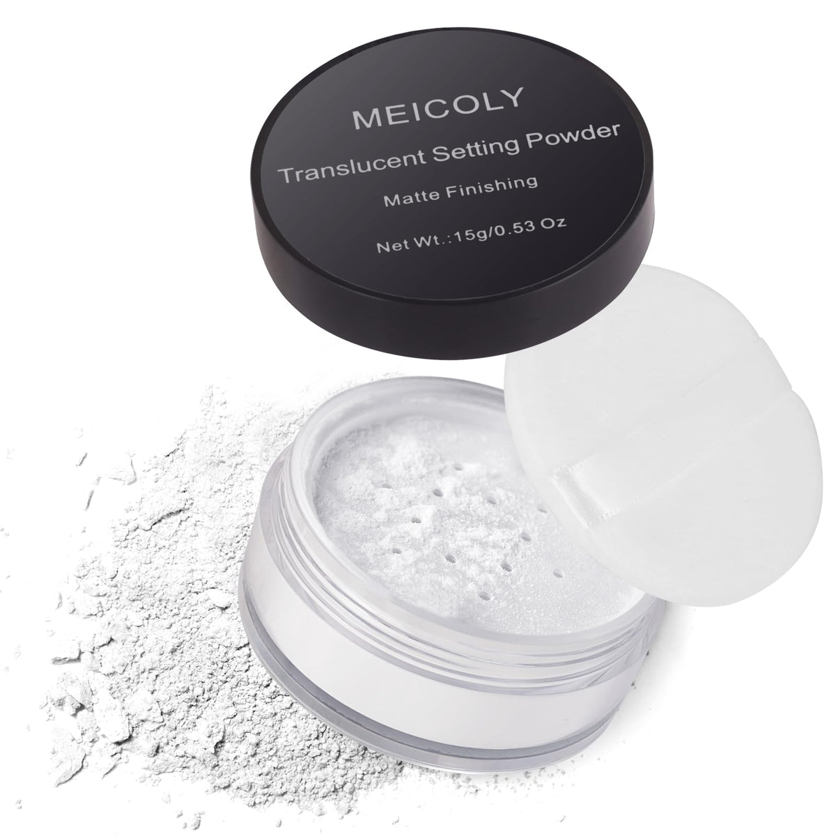MEICOLY front packaging showing clean matte jar and brand name benefit: travel-friendly
