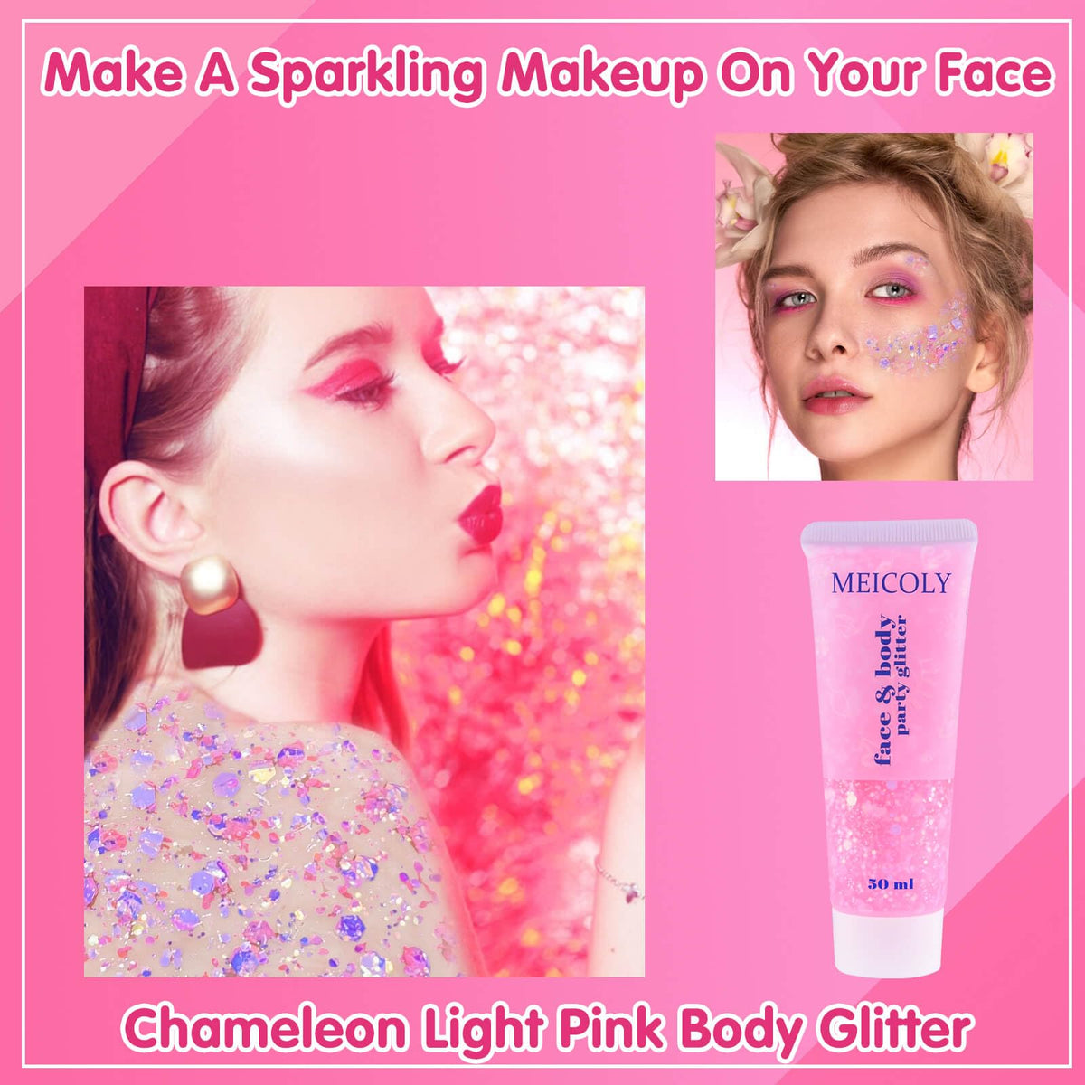 MEICOLY gel texture close-up revealing dense glitter for vivid shine