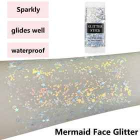 MEICOLY glitter applied on cheekbone demonstrating precise application and long-lasting sparkle