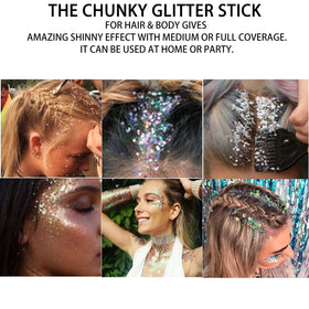 MEICOLY glitter applied to hair parting for standout festival accent benefit