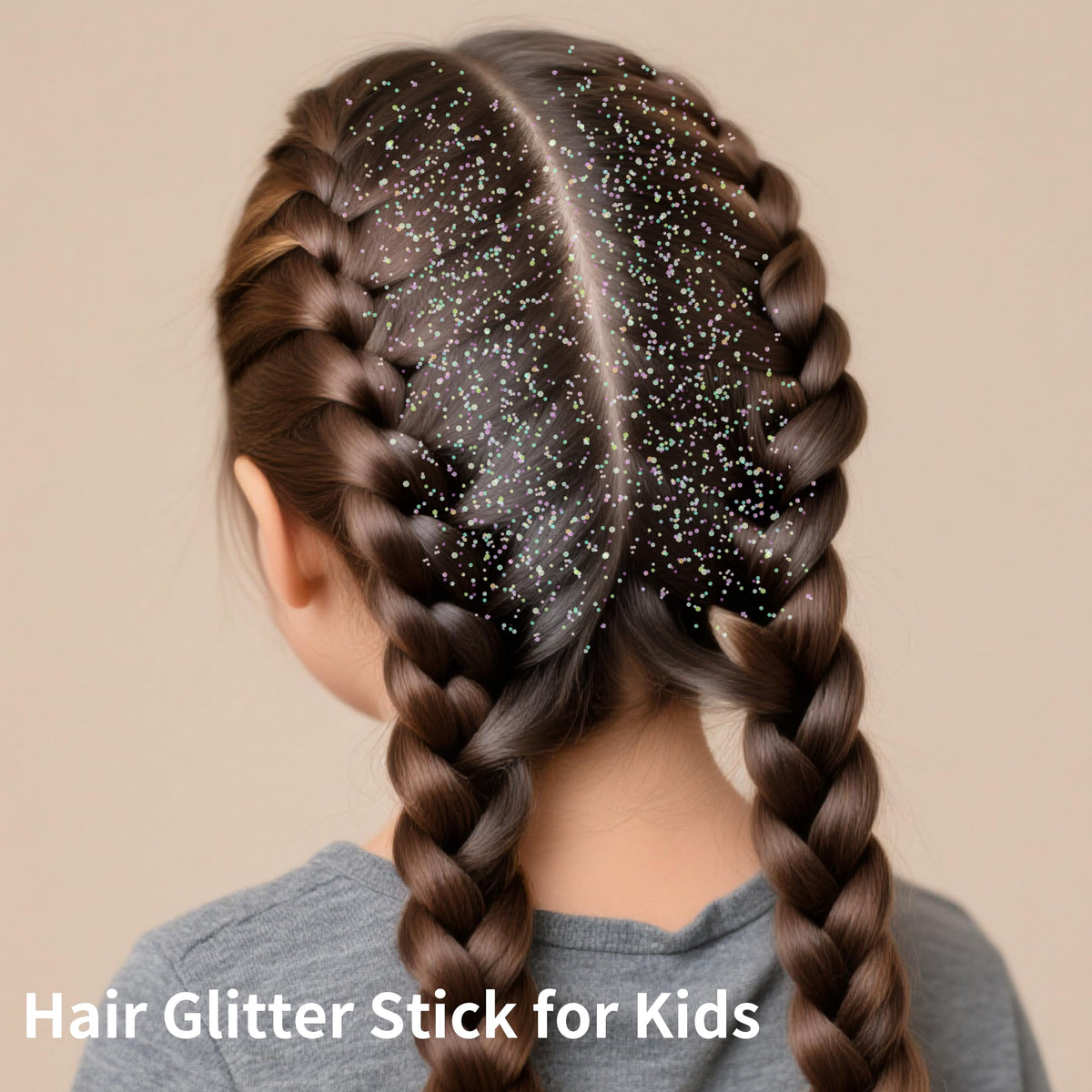 MEICOLY glitter applied to hair parting for mermaid shine and secure hold