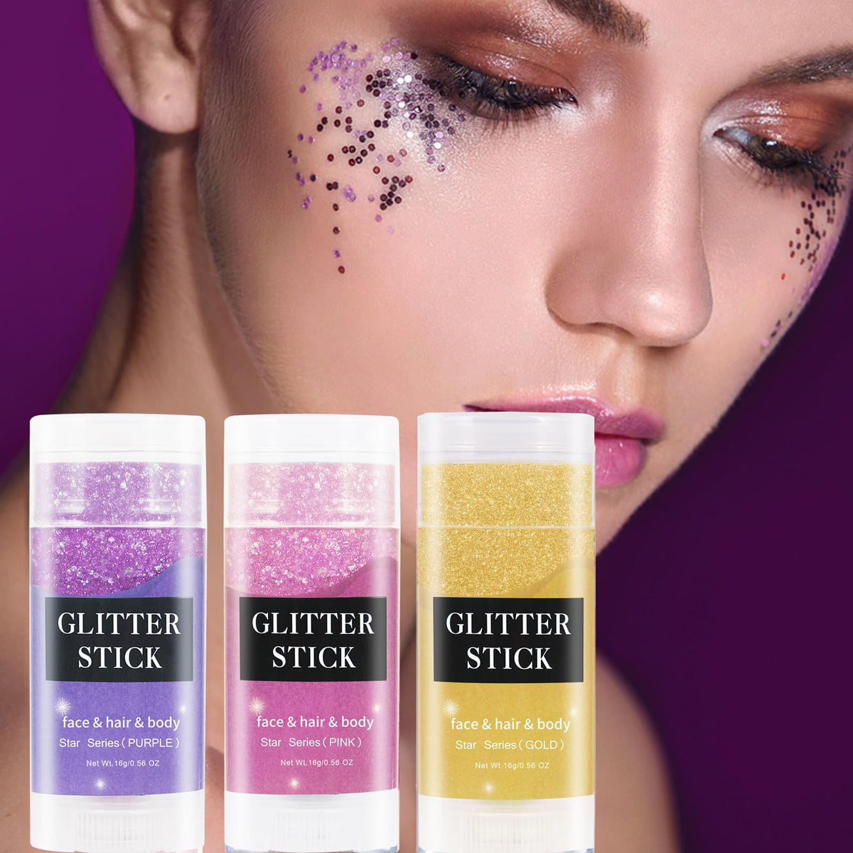 MEICOLY glitter applied as hair highlight, playful color for mermaid looks