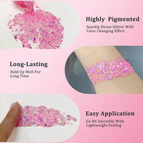 MEICOLY glitter streak in hair demonstrating colorful accent and hold