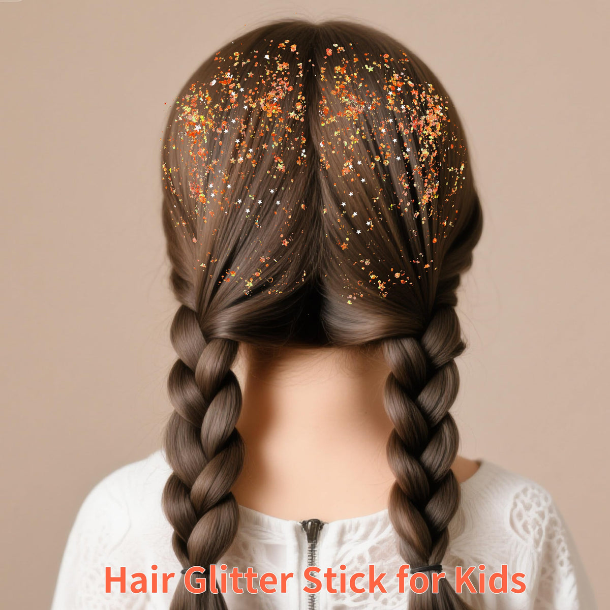 MEICOLY glitter on hair strand close-up adding reflective festival sparkle