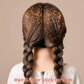 MEICOLY glitter on hair strand close-up adding reflective festival sparkle