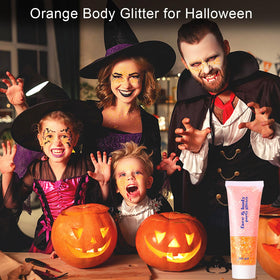 MEICOLY orange glitter streaks in hair showing vibrant shimmer and creative styling