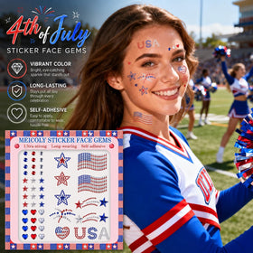 MEICOLY lifestyle parade look featuring glowing face jewels for standout celebration style