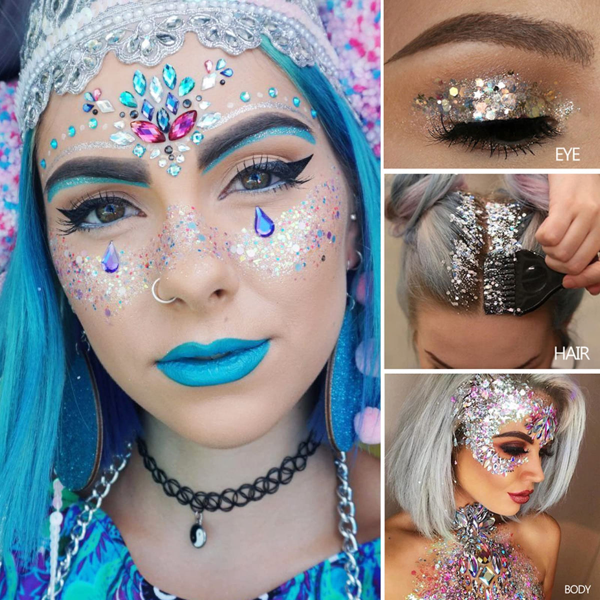 MEICOLY nail and lip coordinated look showing matched glitter accents