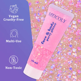 MEICOLY packaging label close-up showing cosmetic-grade, vegan benefit