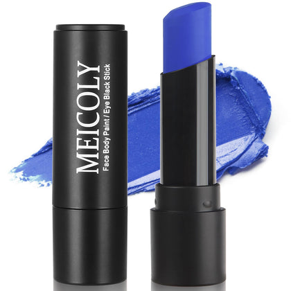 MEICOLY front view of royal blue eye black stick showing compact design and easy grab