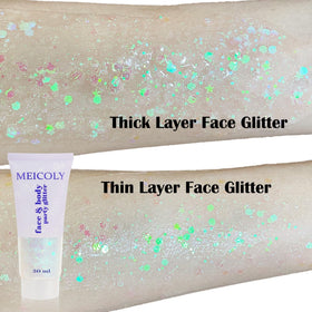MEICOLY sequins detail showing multi-color holographic sparkle and dimension