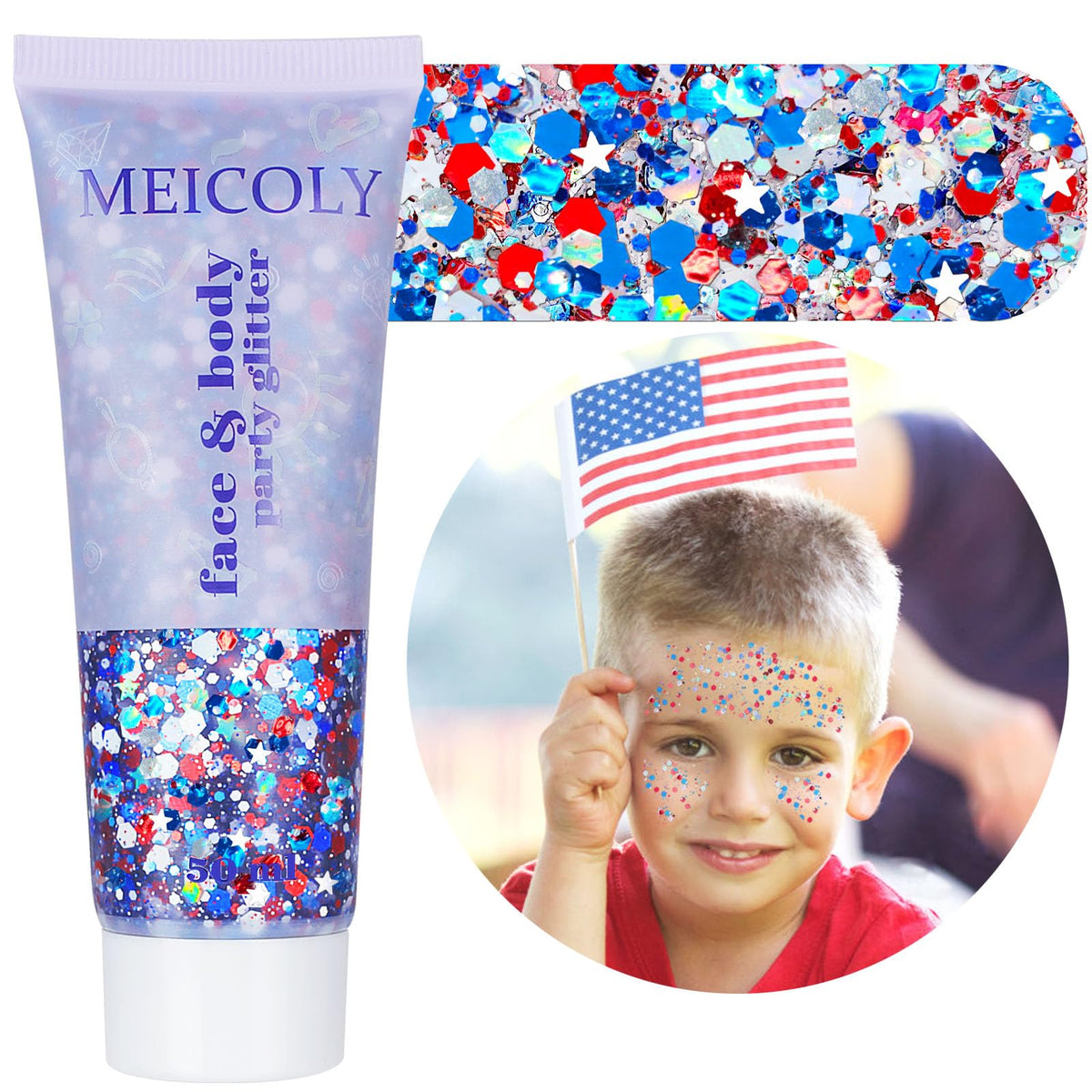 MEICOLY tube next to a hand showing size and scale for travel-friendly convenience