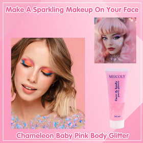 MEICOLY gel texture close-up revealing dense holographic flakes for strong shine