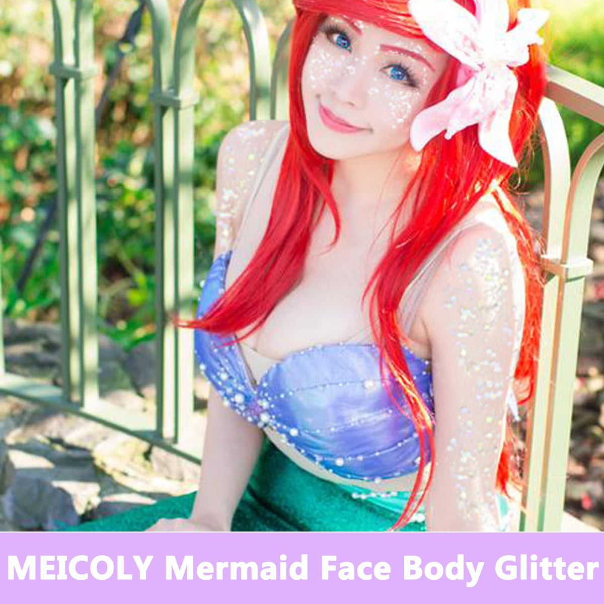MEICOLY texture closeup revealing holographic sequins and smooth gel for long wear