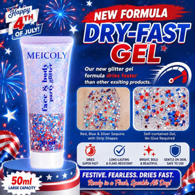 MEICOLY gel texture swirled on skin showing quick-dry, non-sticky finish