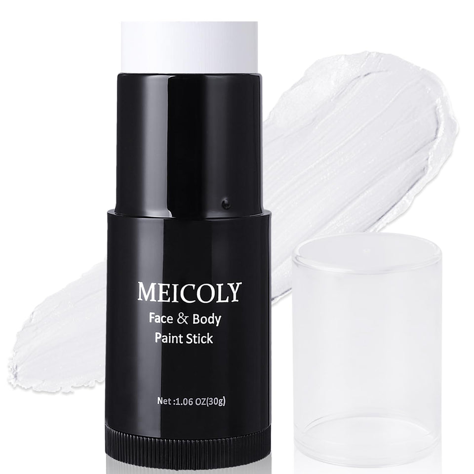 MEICOLY white face paint stick front view showing compact design and easy handling