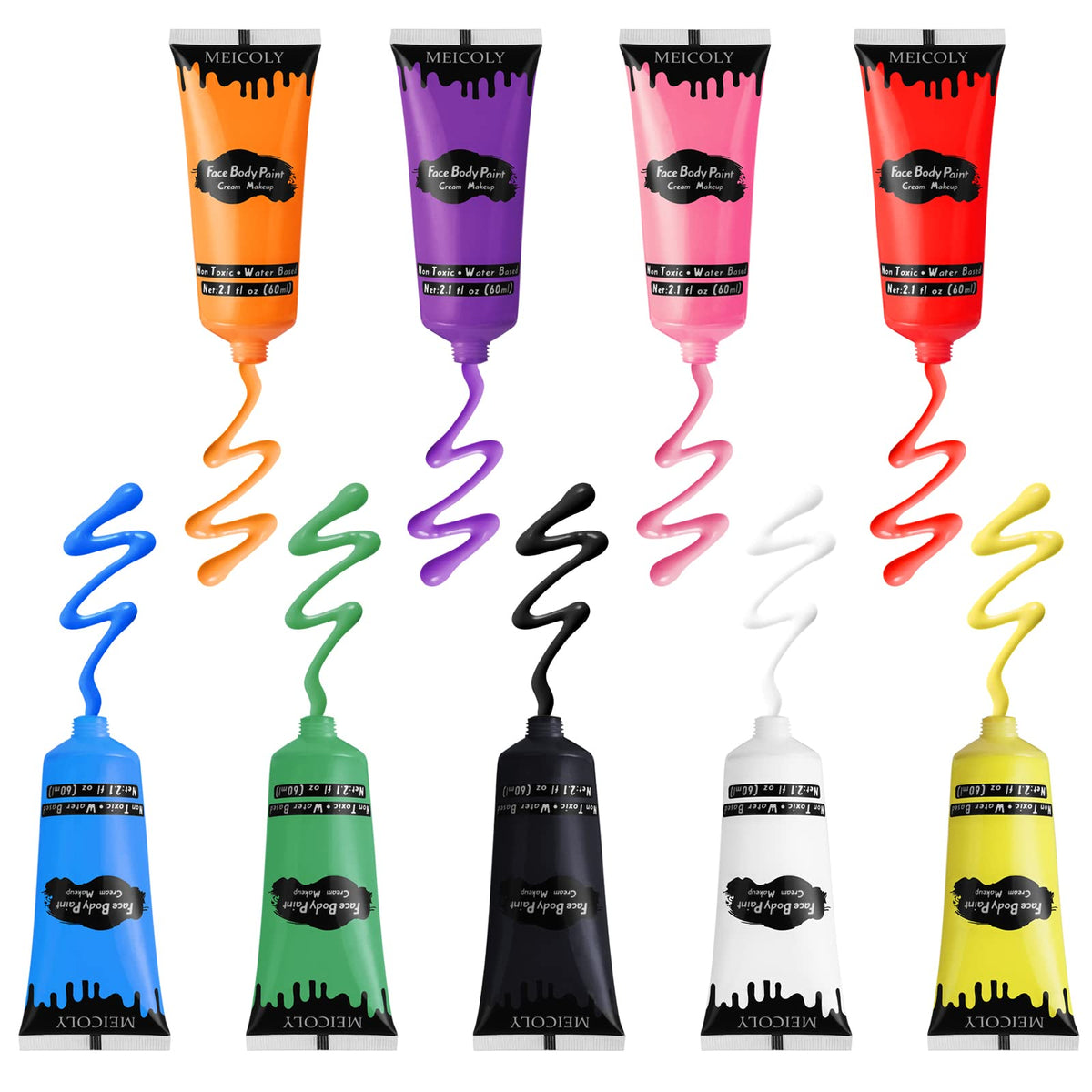 MEICOLY yellow face paint in festival lifestyle shot showing vibrant long-lasting color