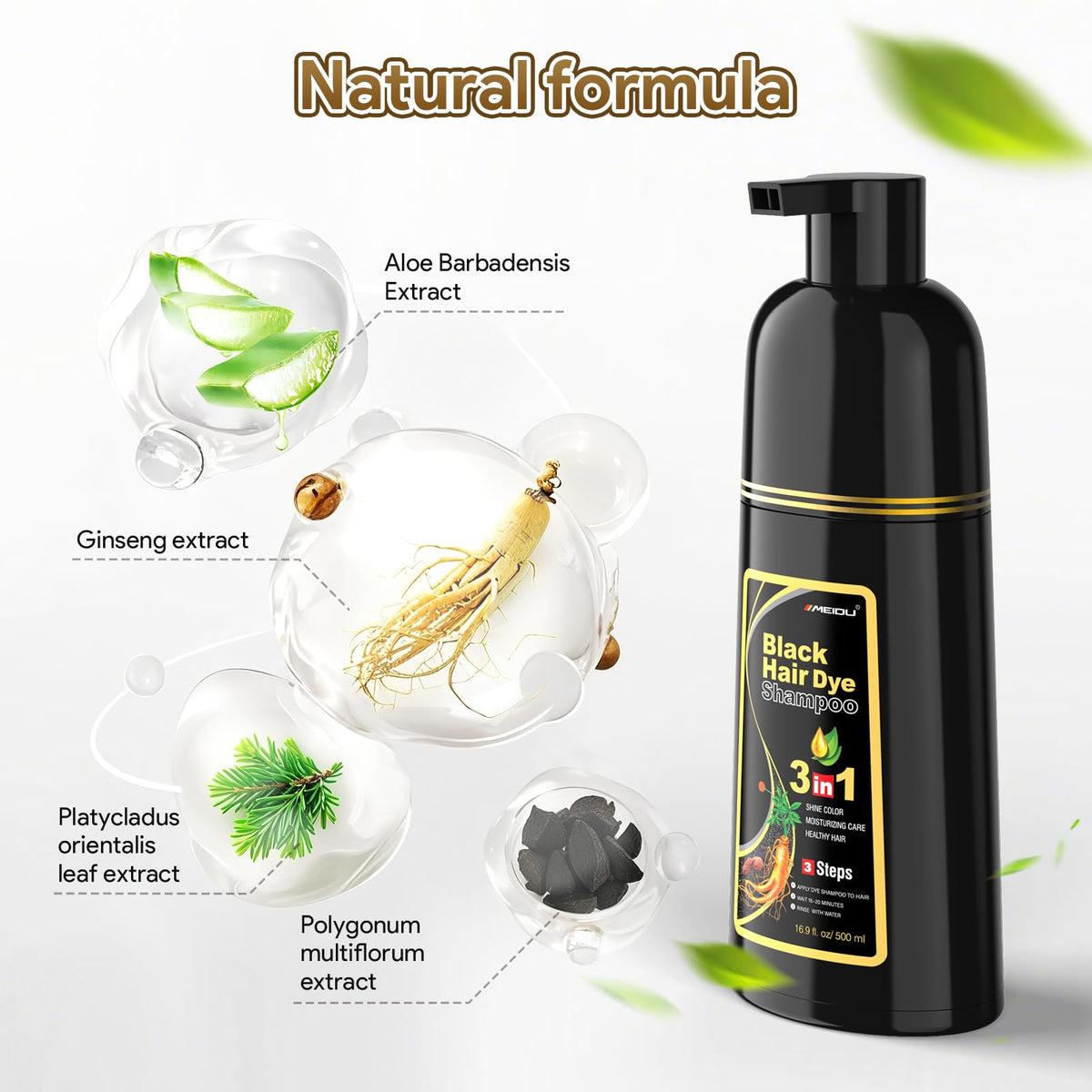 MEIDU close-up of shampoo foam and texture highlighting gentle herbal formula