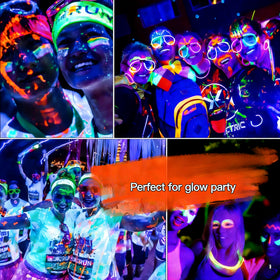 MeiduGaga face painted under UV black light showing vibrant glow