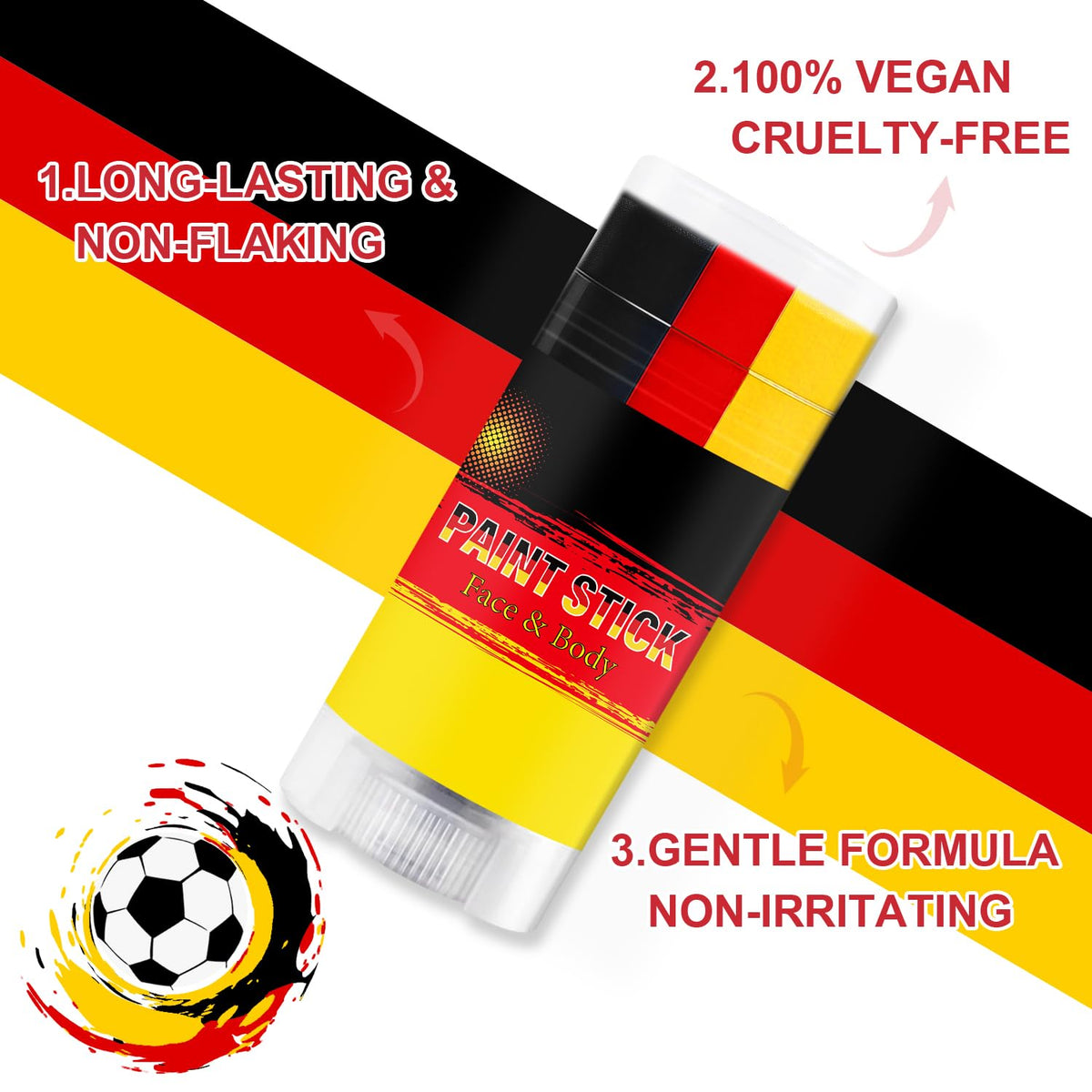 Meilury being applied to cheek for bold team stripes and instant fan identity