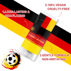 Meilury being applied to cheek for bold team stripes and instant fan identity