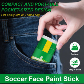 Meilury face stripe demo lifestyle showing bold Brazil colors for fan spirit
