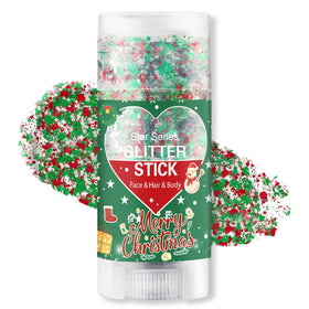 Meilury glitter stick front packaging showing team color glitters and twist-up design benefit easy application