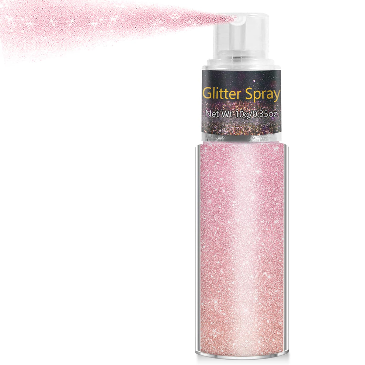 Meilury front packaging showing pink glitter spray, easy festival shimmer