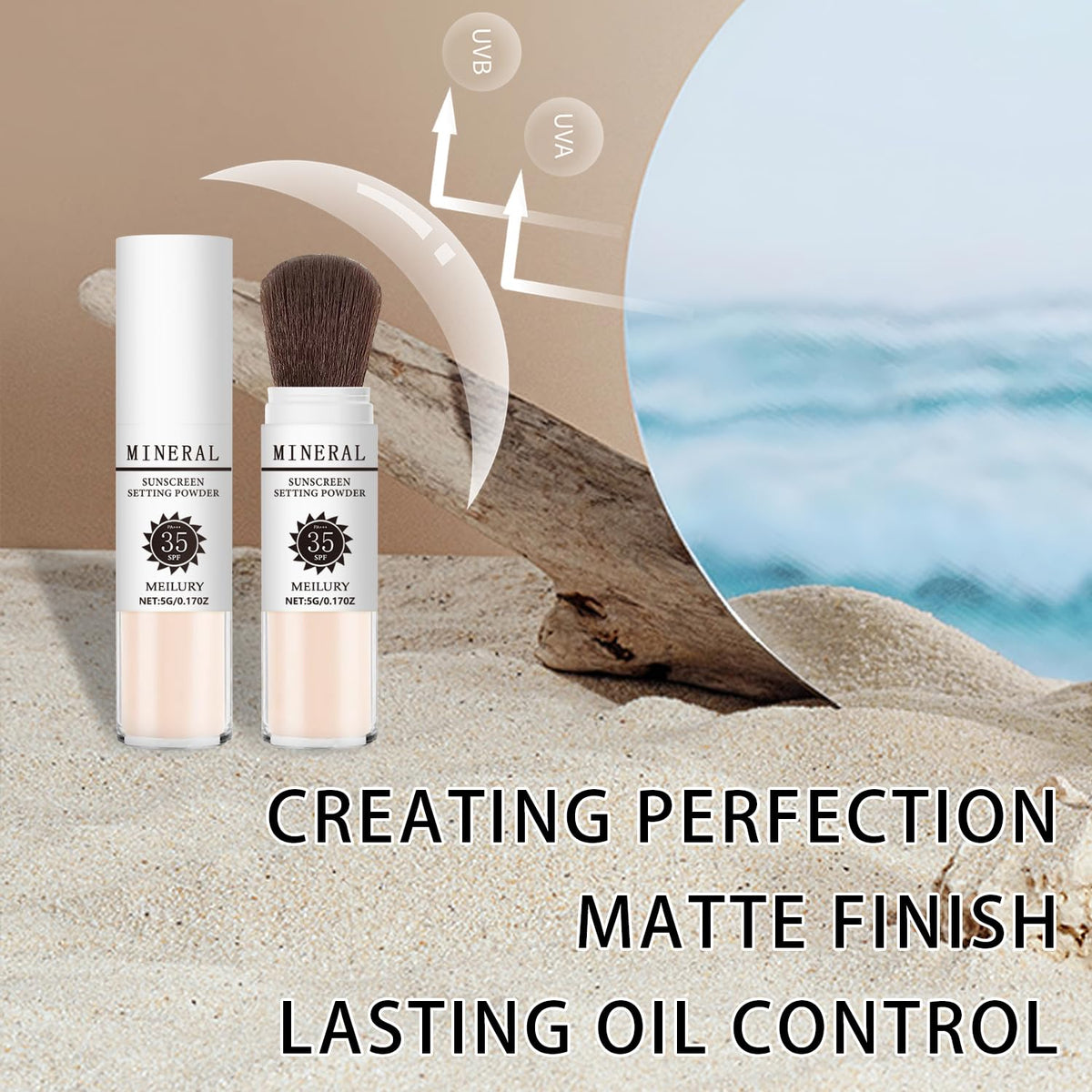 Meilury powder applied to scalp evens tone and controls oil