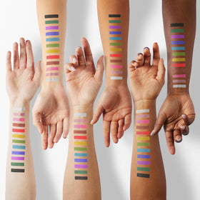 meilury swatches on arm showing pigment range and blendable payoff