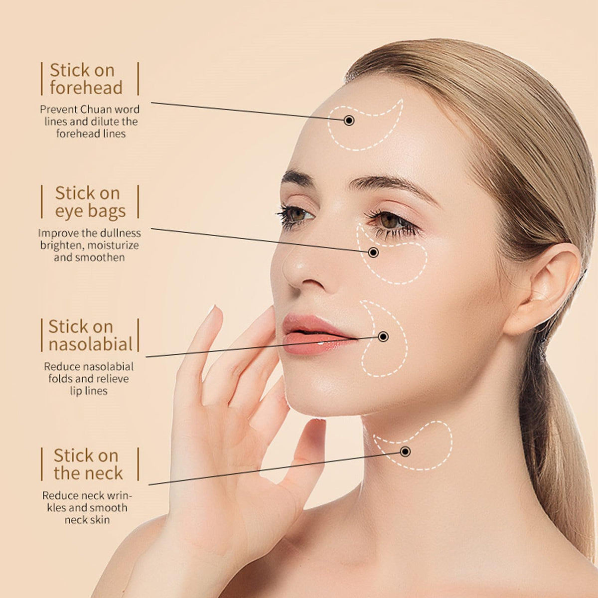 MeiPlumLai patch applied under eye demonstrating cooling depuffing effect