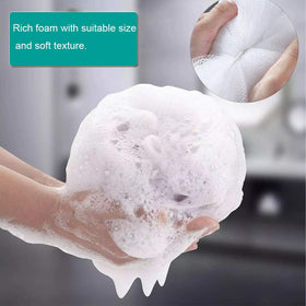 Meirrnyyu family using loofahs in shower showing gentle cleansing benefit