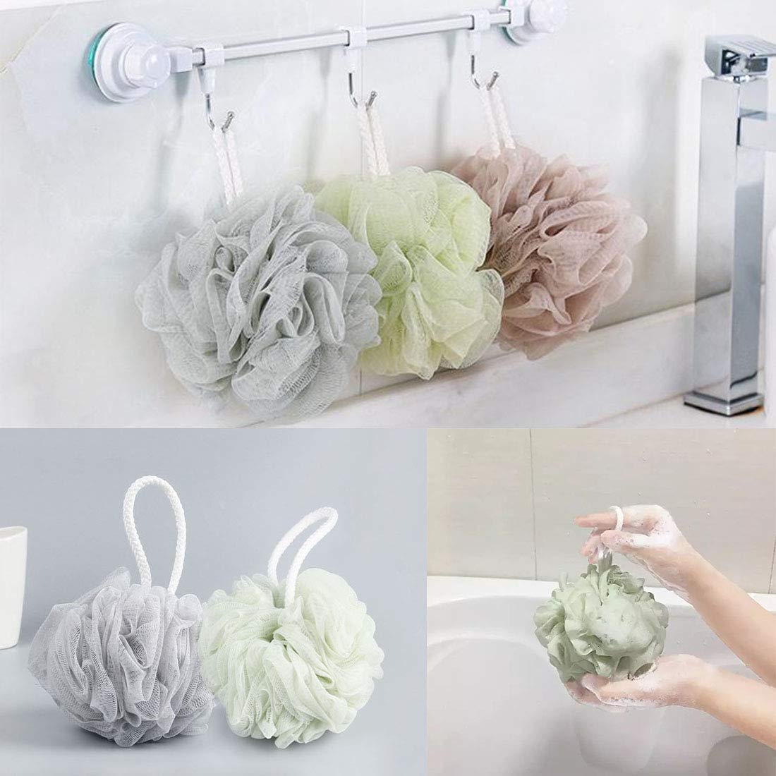 Meirrnyyu loofah hanging to dry illustrating quick-dry hygienic benefit