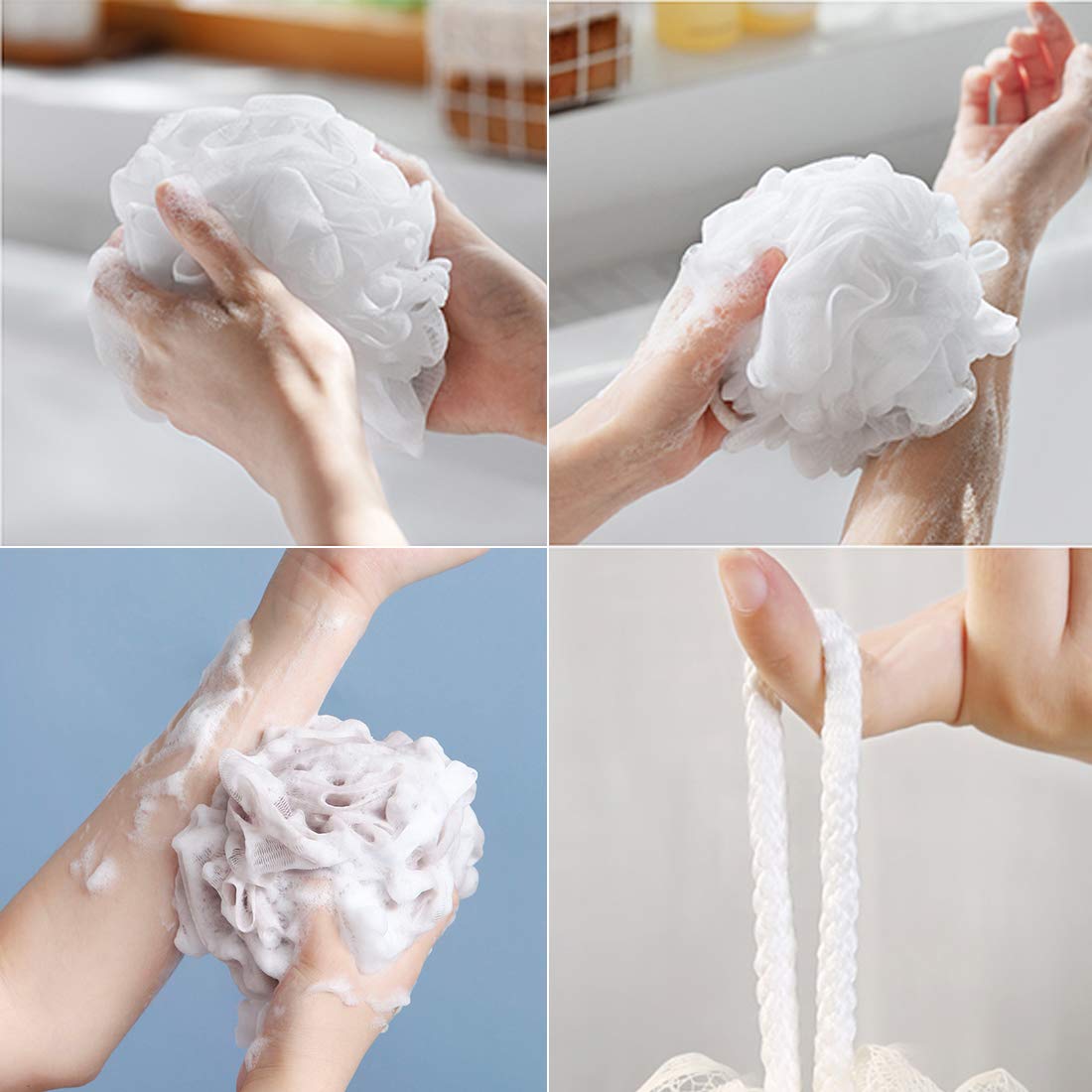Meirrnyyu loofah held in hand showing scale and easy-grip benefit