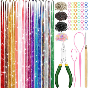 MEIYOU front packaging showing full hair tinsel kit and tools for easy styling benefit
