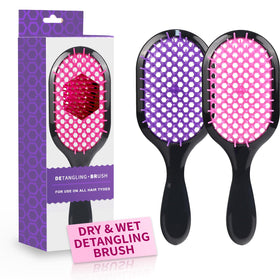 Mejglrc detangling brush front view showing colors and shape, easy styling