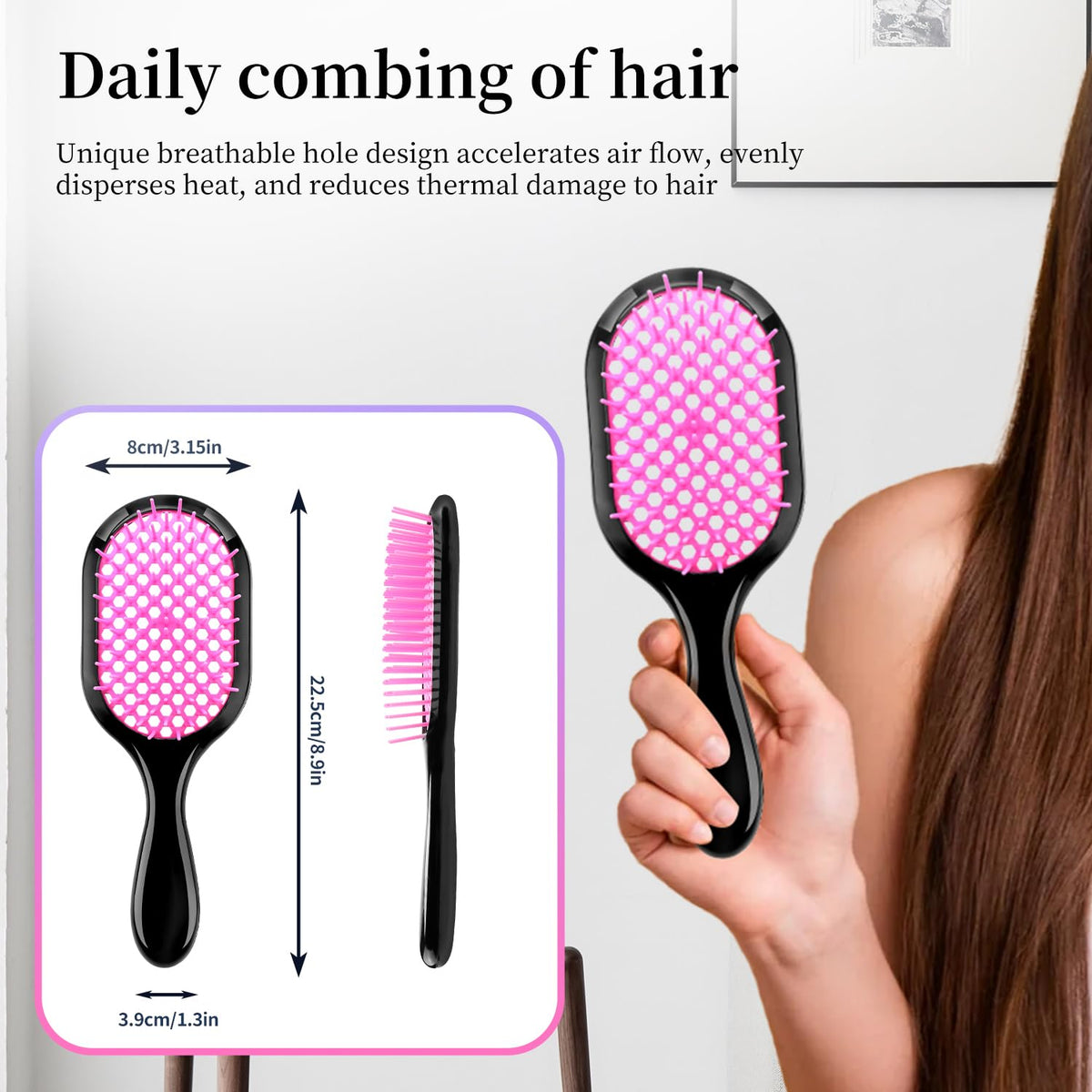 Mejglrc detangling brush ergonomic handle detail for comfortable grip and control