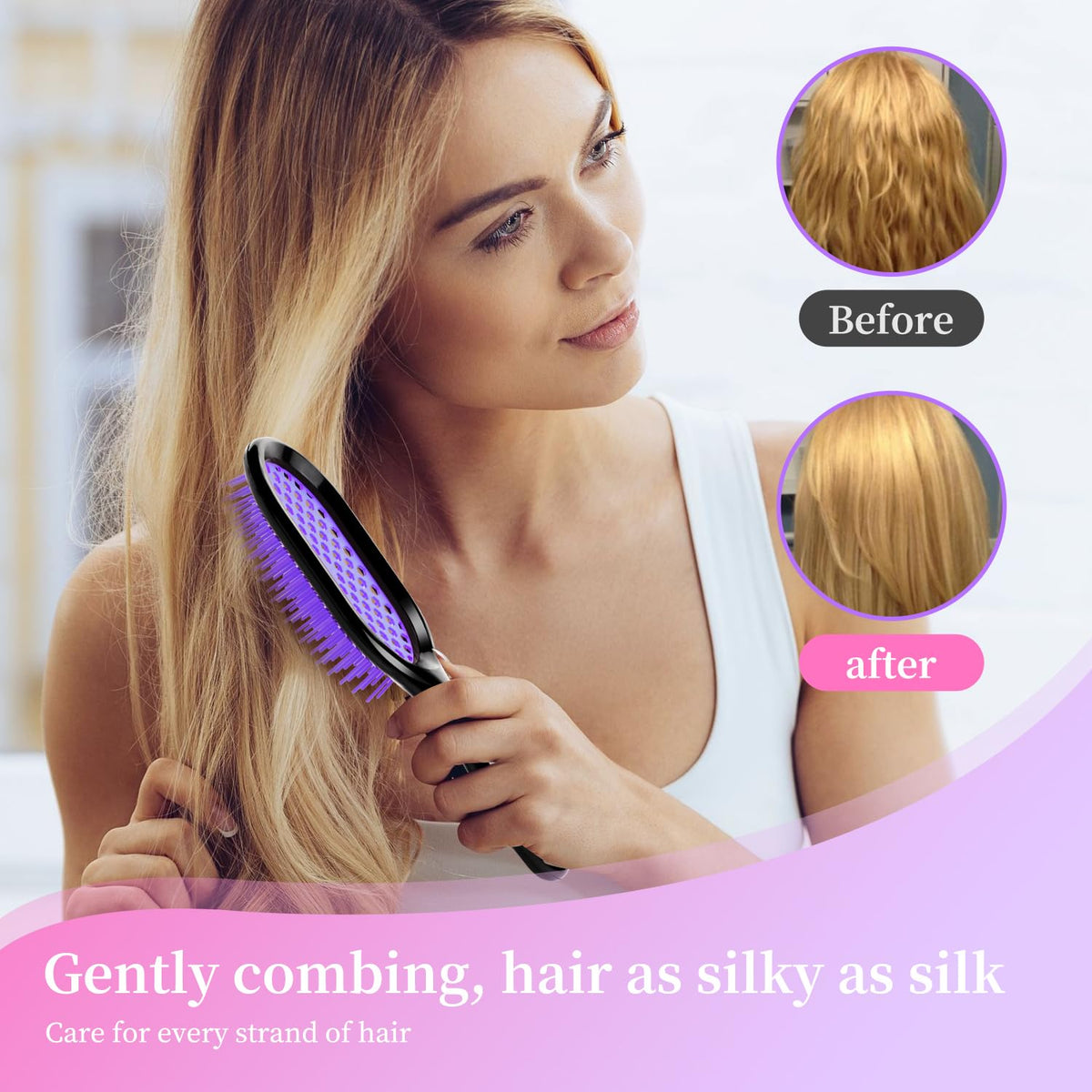 Mejglrc detangling brush used on wet hair demonstrating gentle detangling benefit