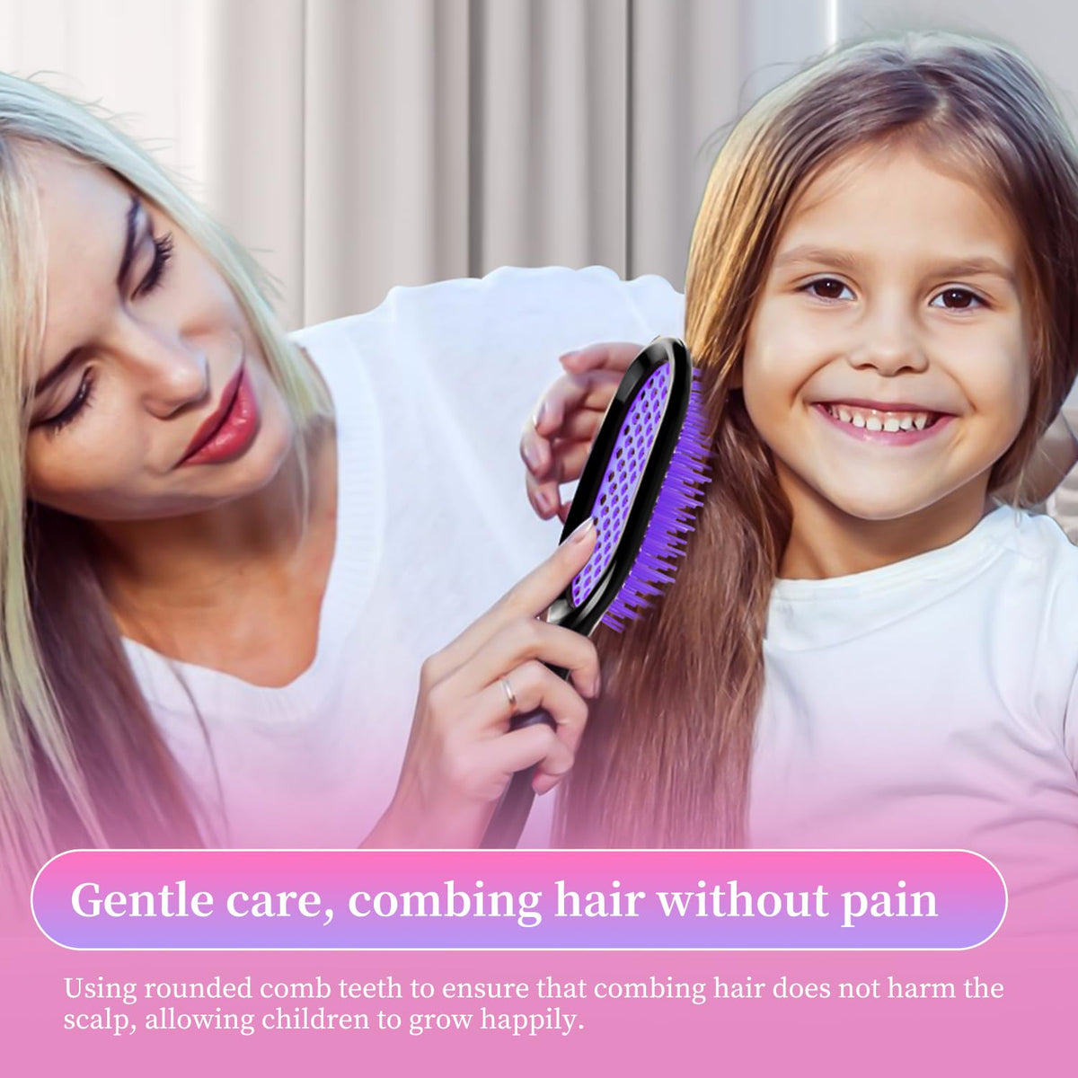 Mejglrc detangling brush held in hand to show compact size and travel convenience