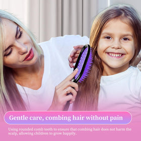 Mejglrc detangling brush held in hand to show compact size and travel convenience
