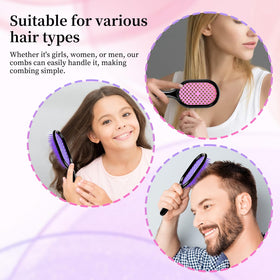 Mejglrc detangling brush beside travel pouch in lifestyle setting for on-the-go use