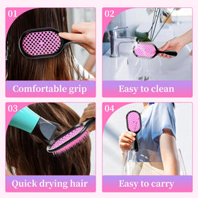 Mejglrc detangling brush vented side profile showing hollow airflow, speeds drying