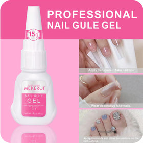 MEKERUI application on press-on nail demonstrating quick bond and easy placement