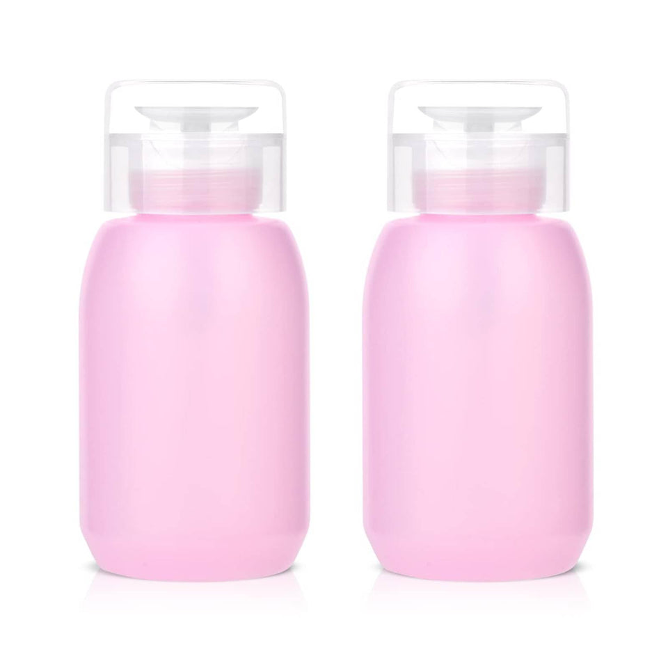 MEKK front view of 200ml acetone-safe pump dispenser, neat countertop storage benefit