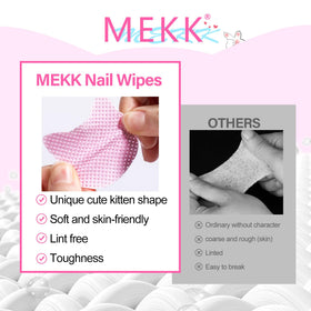 MEKK wipe in use removing gel polish with precise, lint-free results