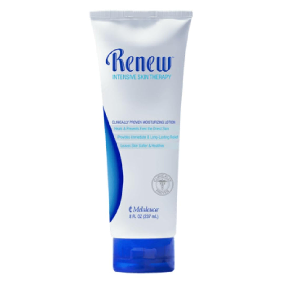 Melaleuca Renew front bottle showing label and size, highlights deep hydration benefit