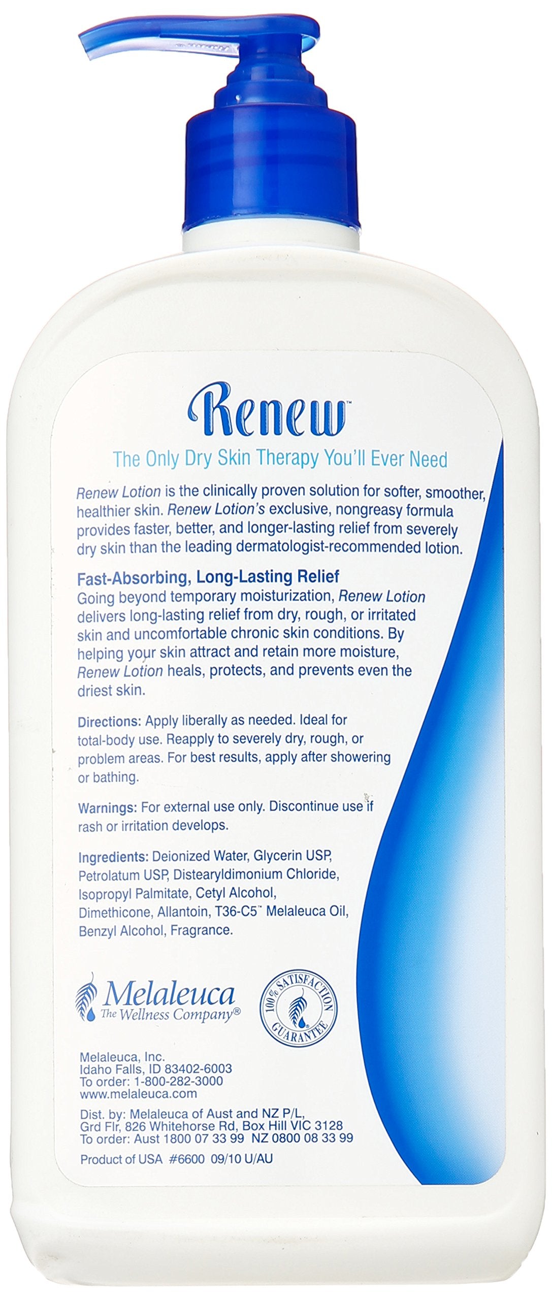 Melaleuca Renew lotion texture close-up highlighting creamy consistency for fast absorption