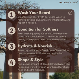 Melanin Kings grooming scene on a vanity conveying daily polished beard benefit