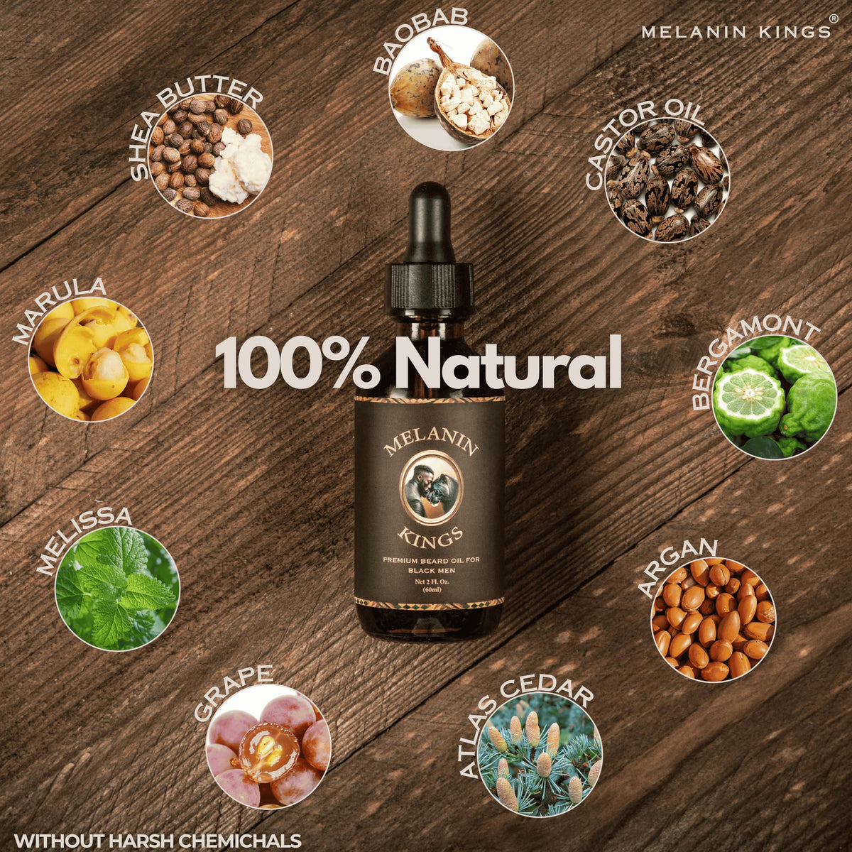 Melanin Kings close-up of baobab and marula ingredients highlighting nourishing benefit